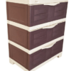 Supreme Fusion DR-3 Multipurpose Plastic Storage Chest of Drawer (Brown and Beige)